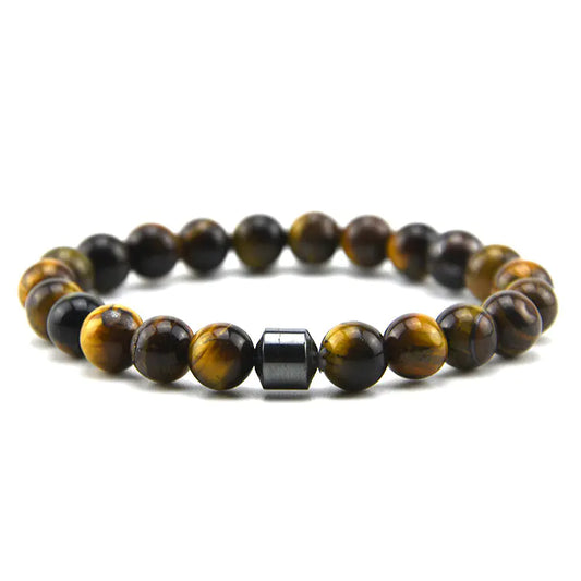 Bracelet en perles d'œil de tigre de 8 mm pour homme