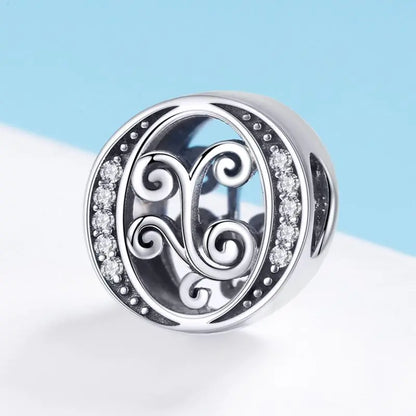 Vintage Pattern Alphabet Beads S925 Silver DIY Bracelet