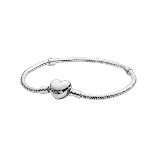 Pandora 925 Silver Rose Gold Heart Charm Bracelet DIY