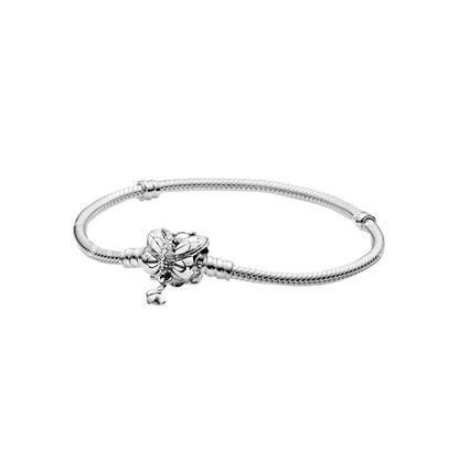 Pandora 925 Silver Rose Gold Heart Charm Bracelet DIY