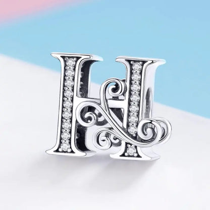 Vintage Pattern Alphabet Beads S925 Silver DIY Bracelet