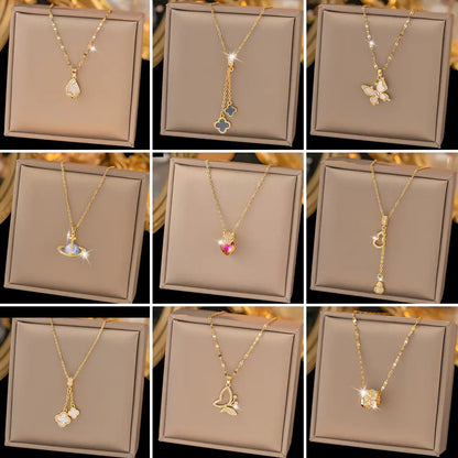 52 MODELS of colorfast Titanium Steel Necklace for Women - Elegant Design
