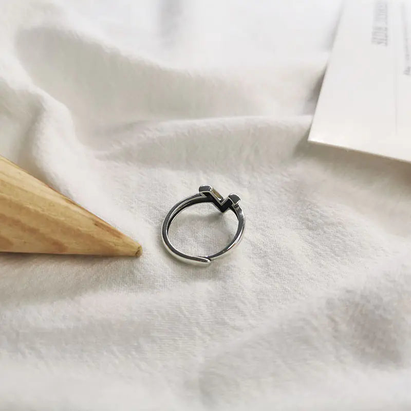 Bague V en argent sterling - Accessoire hip-hop vintage