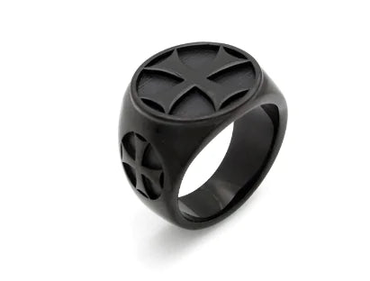 Bague croix rétro en acier titane pour homme, style punk