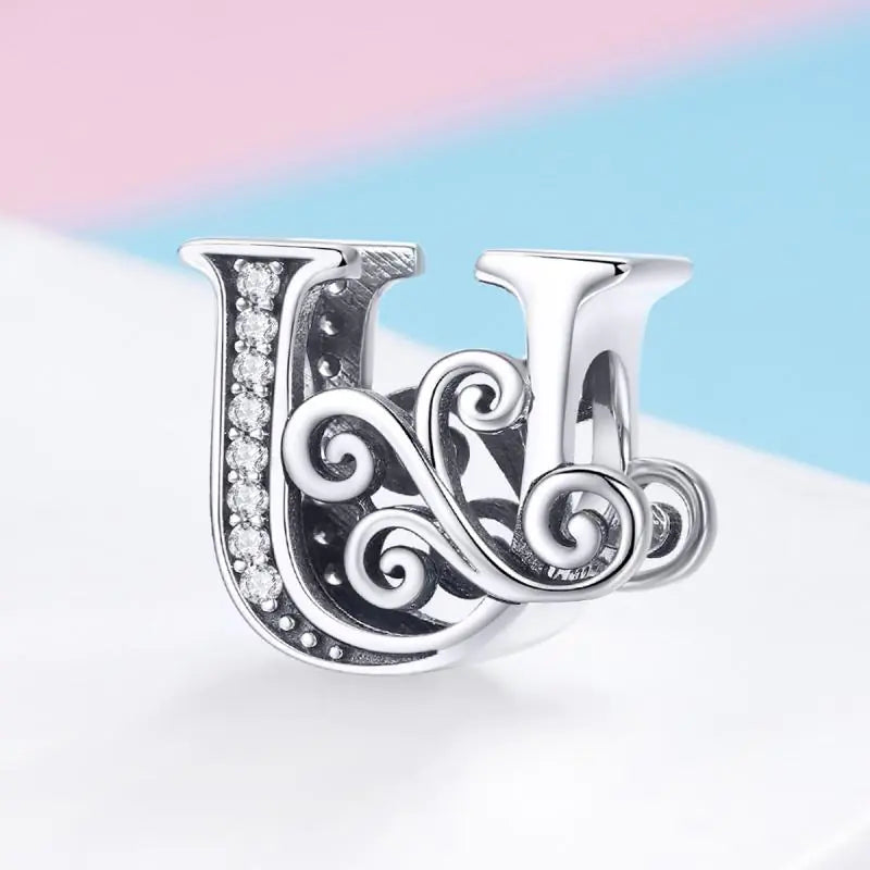 Vintage Pattern Alphabet Beads S925 Silver DIY Bracelet