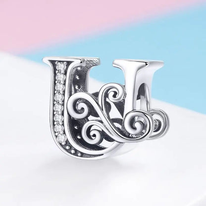Vintage Pattern Alphabet Beads S925 Silver DIY Bracelet
