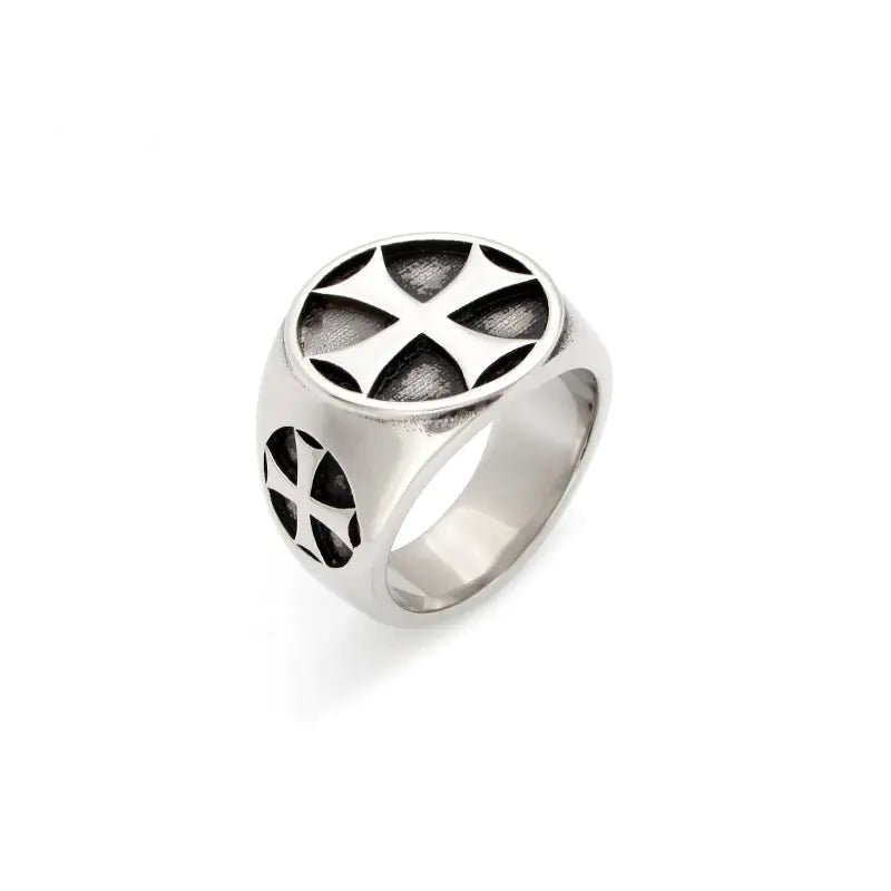 Bague croix rétro en acier titane pour homme, style punk
