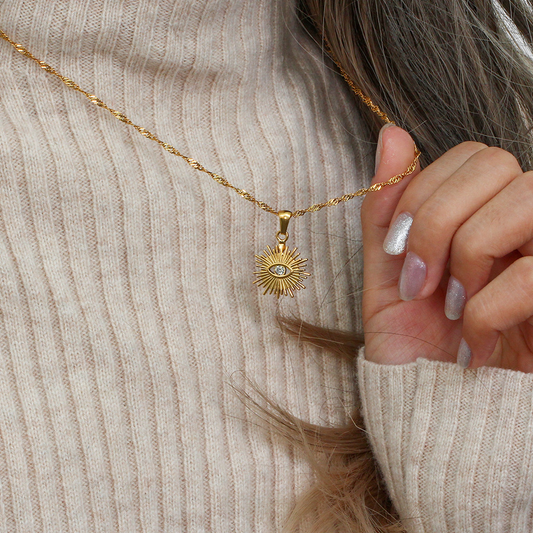 Collier pendentif œil du diable avec chaîne en acier inoxydable