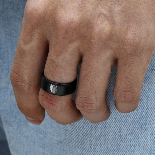 Bague aile tendance en acier inoxydable pour homme de 8 mm