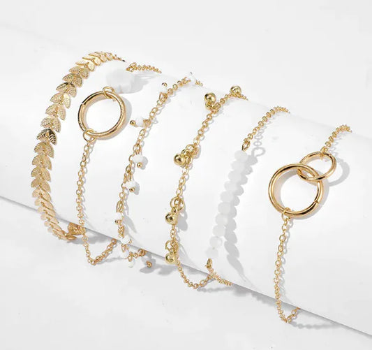 Floral Arrow Leaf Charm Bracelet