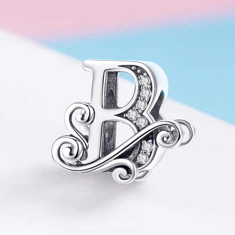 Vintage Pattern Alphabet Beads S925 Silver DIY Bracelet