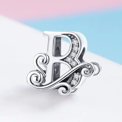 Vintage Pattern Alphabet Beads S925 Silver DIY Bracelet
