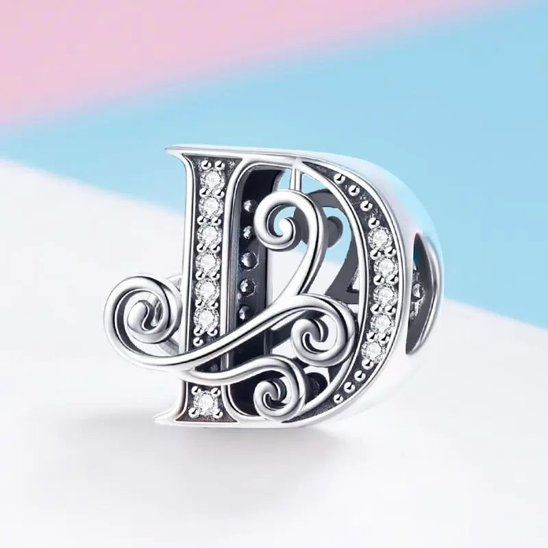Vintage Pattern Alphabet Beads S925 Silver DIY Bracelet