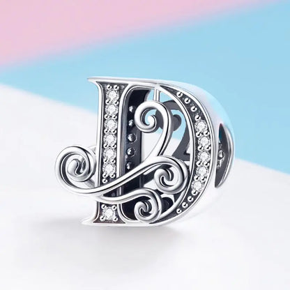 Vintage Pattern Alphabet Beads S925 Silver DIY Bracelet