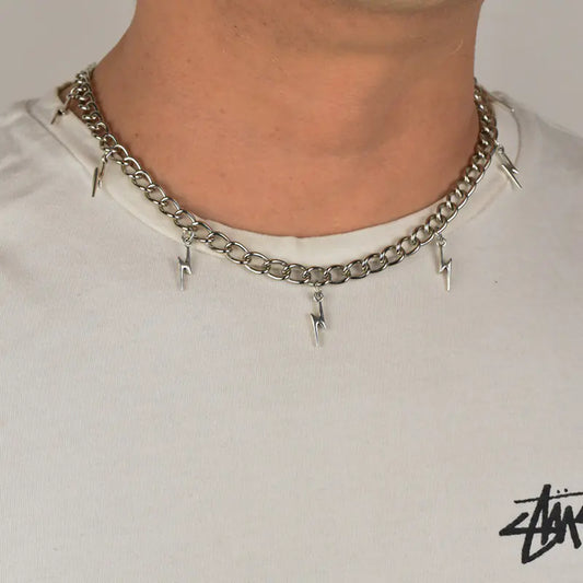 Collier éclair – Design hip-hop tendance pour homme