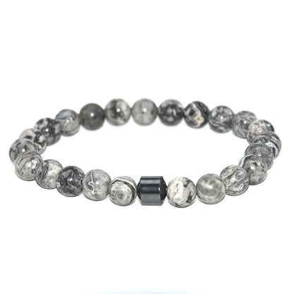 Black Tiger Eye Bead Bracelet with Natural Stone