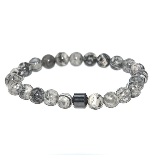 Black Tiger Eye Bead Bracelet with Natural Stone