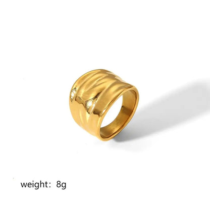 Anel de aço inoxidável banhado a ouro 18K