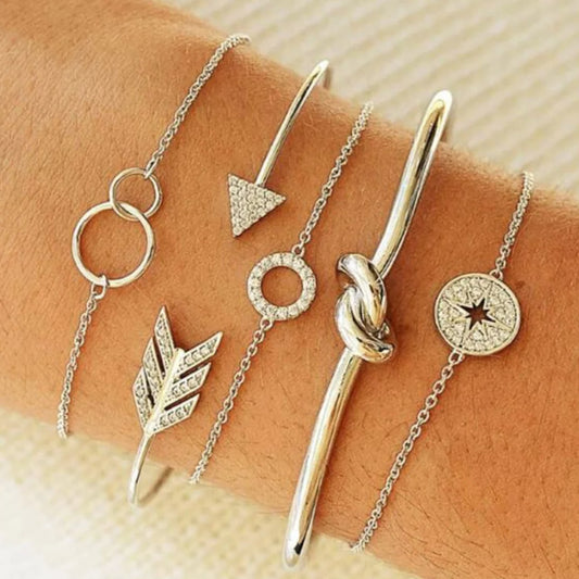 Ensemble de bracelets superposés n° 7 en argent