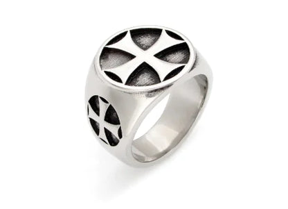 Bague croix rétro en acier titane pour homme, style punk