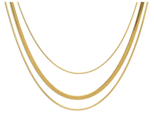 Triad Elegance Necklace - Titanium Steel Layered Design (One Piece)