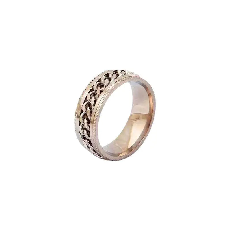 Bague rotative hip-hop en acier inoxydable pour homme, grand teint