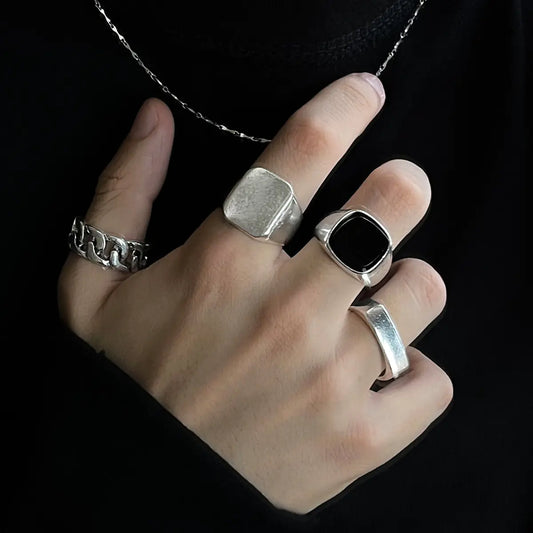 Ensemble de bagues tendance punk hip-hop pour hommes