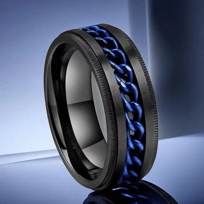 Bague rotative hip-hop en acier inoxydable pour homme, grand teint