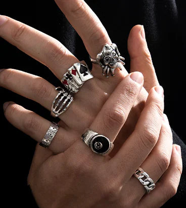Ensemble de bagues tendance punk hip-hop pour hommes